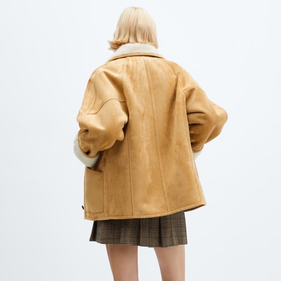 Mango shearling lined coat with buttons S - Picture 2 of 10